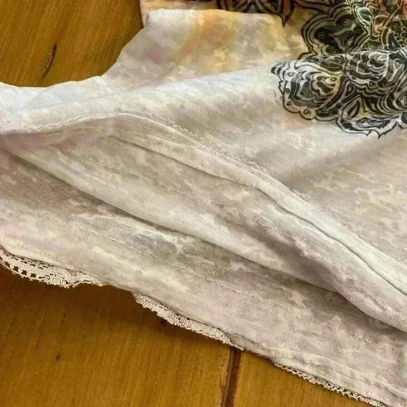 Reba Womens Long Sleeve Sheer Art Decorative Top size M-L - Picture 9 of 15